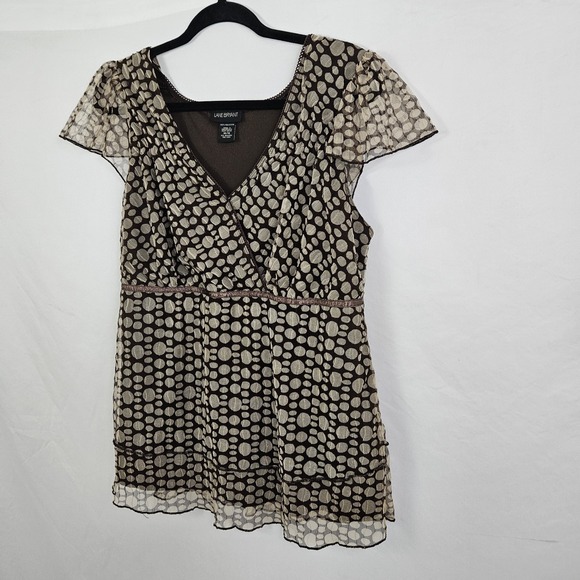 Lane Bryant Tops - Lane Bryant Baby Doll Tunic Top Women's 14 16 Sheer Brown Y2K Boho Festival